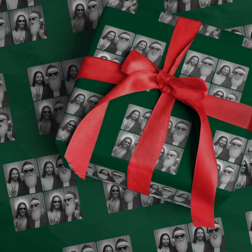 Funny Bigfoot Photobooth Xmas Wrapping Paper Roll Sasquatch Jesus Christian Xmas TS14 Green Print Your Wear