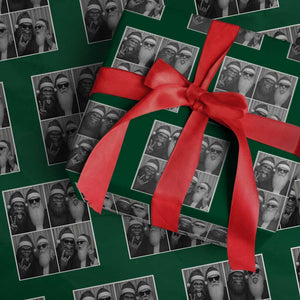 Funny Bigfoot Photobooth Xmas Wrapping Paper Roll Sasquatch Santa Claus Xmas TS14 Green Print Your Wear