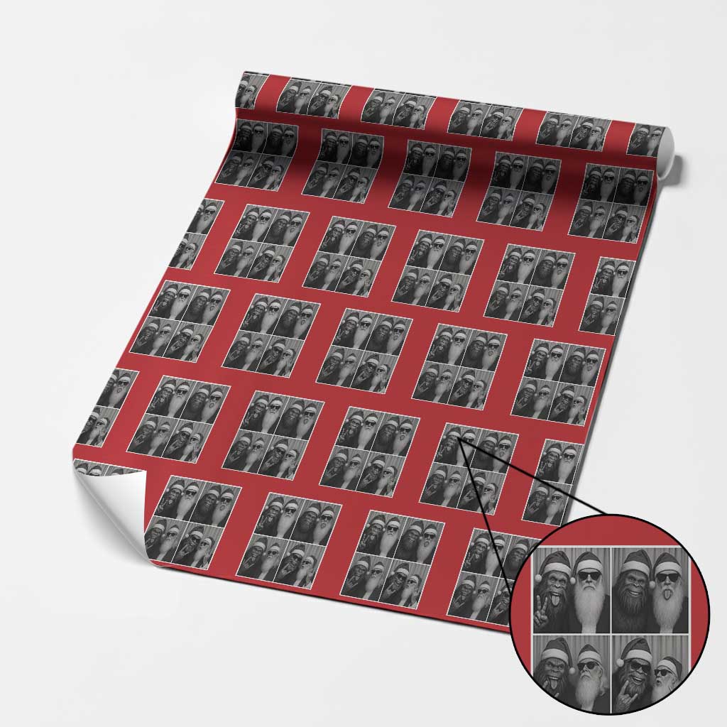 Funny Bigfoot Photobooth Xmas Wrapping Paper Roll Sasquatch Santa Claus Xmas TS14 Red Print Your Wear