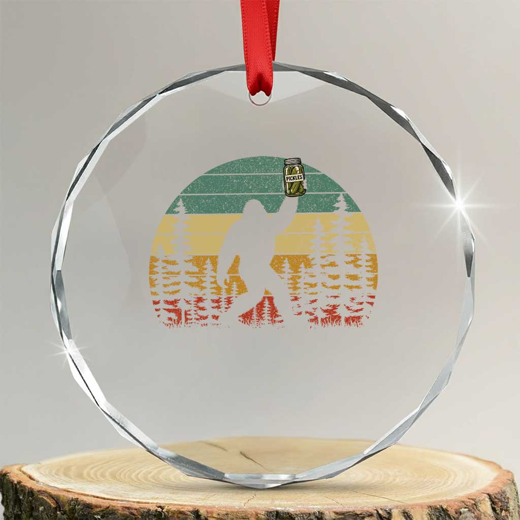 Funny Bigfoot Pickles Lover Crystal Glass Ornament Retro Sasquatch Cucumber Food Lover