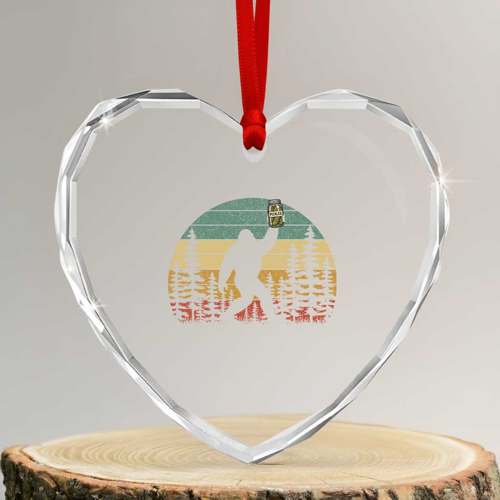 Funny Bigfoot Pickles Lover Heart Crystal Glass Ornament Retro Sasquatch Cucumber Food Lover TS11 Transparent Glass 3'' Heart Print Your Wear