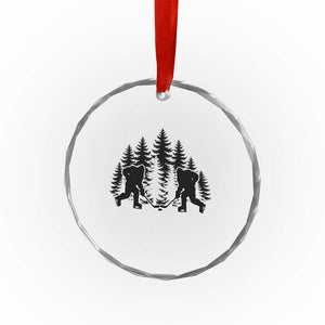 Funny Bigfoot Playing Ice Hockey Crystal Glass Ornament Cryptid Lover Gift TS12 Print Your Wear