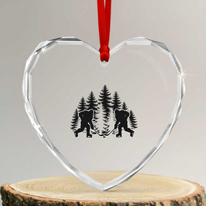 Funny Bigfoot Playing Ice Hockey Heart Crystal Glass Ornament Cryptid Lover Gift TS12 Transparent Glass 3'' Heart Print Your Wear