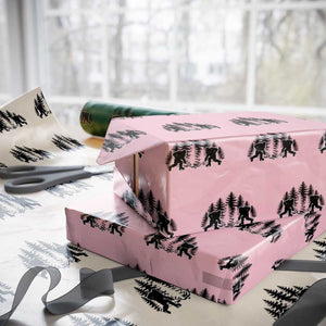 Funny Bigfoot Playing Ice Hockey Wrapping Paper Roll Cryptid Lover Gift TS12 Light Pink Print Your Wear