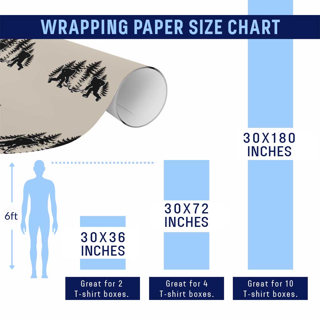Funny Bigfoot Playing Ice Hockey Wrapping Paper Roll Cryptid Lover Gift TS12 Print Your Wear
