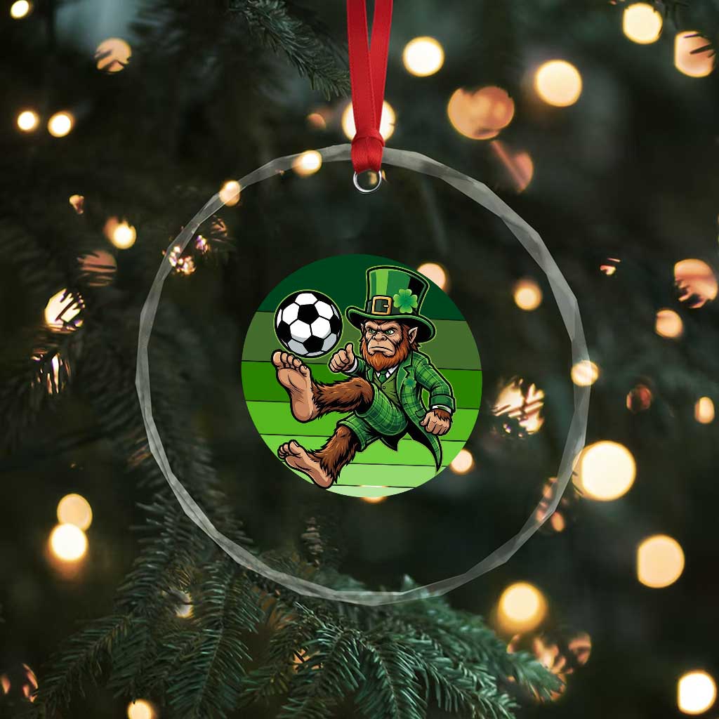 Funny Bigfoot Playing Soccer Crystal Glass Ornament St Patricks Day TS12 Print Your Wear