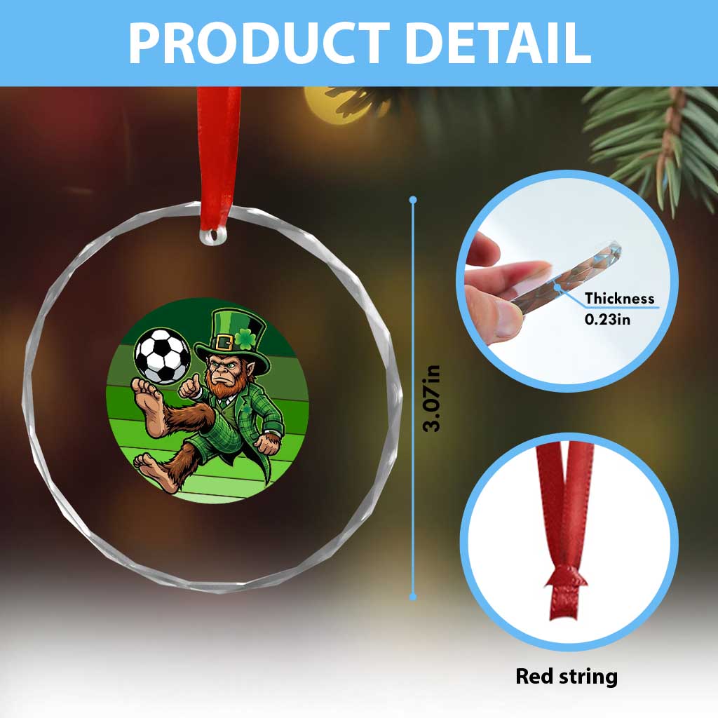 Funny Bigfoot Playing Soccer Crystal Glass Ornament St Patricks Day TS12 Print Your Wear