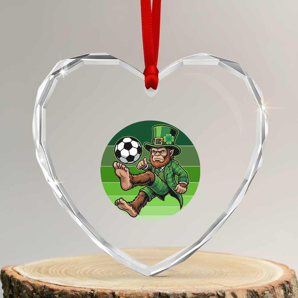 Funny Bigfoot Playing Soccer Heart Crystal Glass Ornament St Patricks Day TS12 Transparent Glass 3'' Heart Print Your Wear