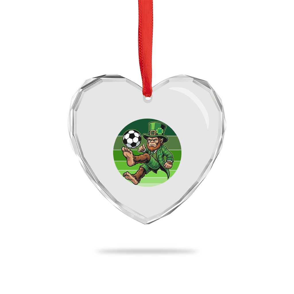Funny Bigfoot Playing Soccer Heart Crystal Glass Ornament St Patricks Day TS12 Print Your Wear