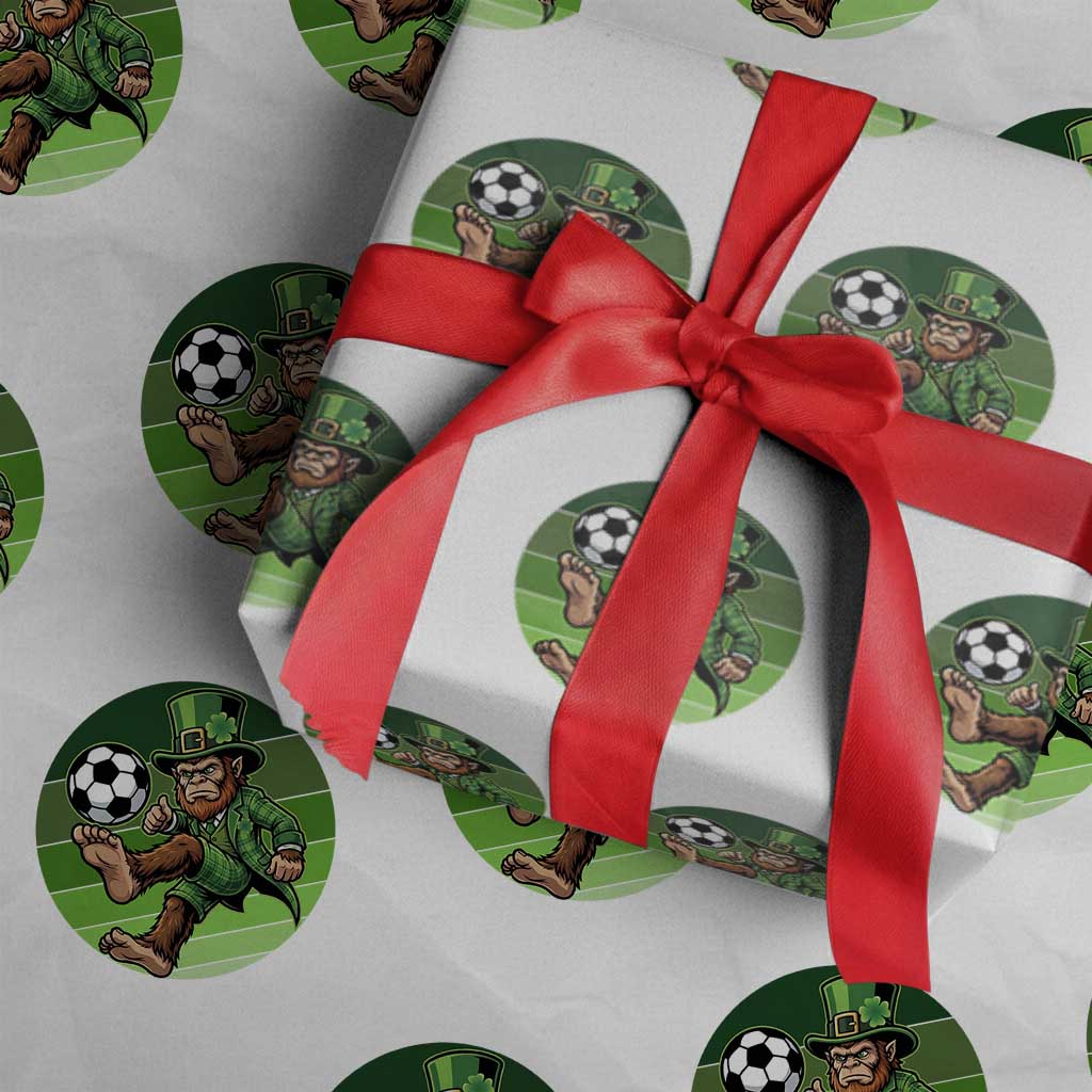Funny Bigfoot Playing Soccer Wrapping Paper Roll St Patricks Day TS12 White Print Your Wear