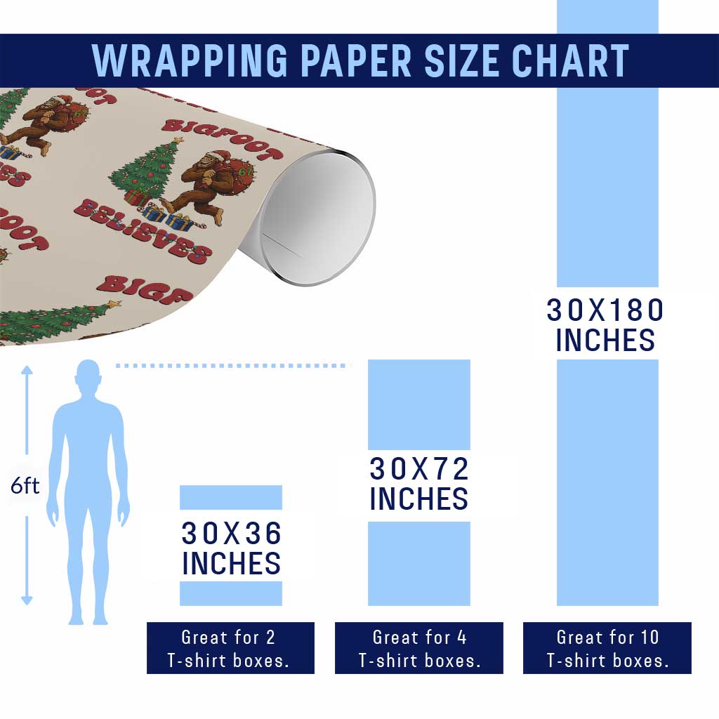 Funny Bigfoot Santa Believes Six Seven Meme Wrapping Paper Roll Trendy Gen Z Xmas Gift TS12 Print Your Wear