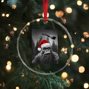 Funny Bigfoot Santas Sleigh Selfie Christmas Crystal Glass Ornament TS11 Print Your Wear