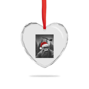 Funny Bigfoot Santas Sleigh Selfie Christmas Heart Crystal Glass Ornament TS11 Print Your Wear