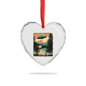 Funny Bigfoot Sasquatch Alien Spaceship UFO Introvert Bruh Heart Crystal Glass Ornament TS11 Print Your Wear