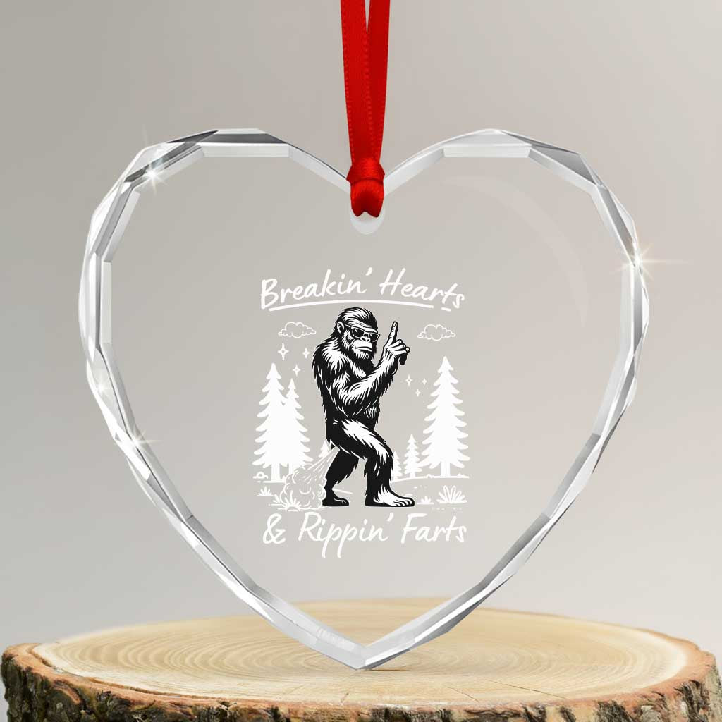 Funny Bigfoot Sasquatch Heart Crystal Glass Ornament Breakin Hearts And Rippin Farts TS14 Transparent Glass 3'' Heart Print Your Wear