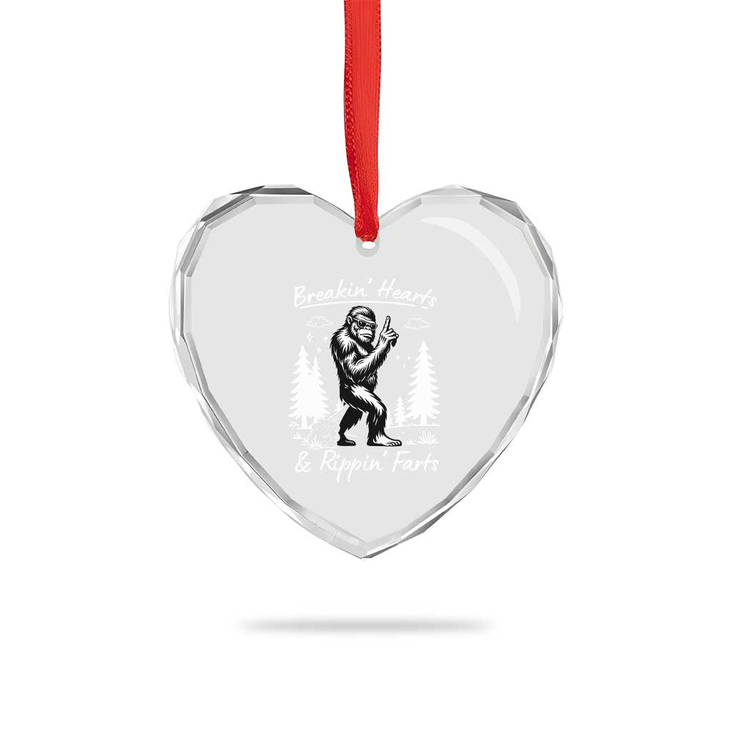 Funny Bigfoot Sasquatch Heart Crystal Glass Ornament Breakin Hearts And Rippin Farts TS14 Print Your Wear