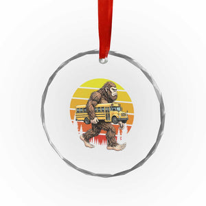Funny Bigfoot School Bus Lover Crystal Glass Ornament Sasquatch Back To School Vintage Gift