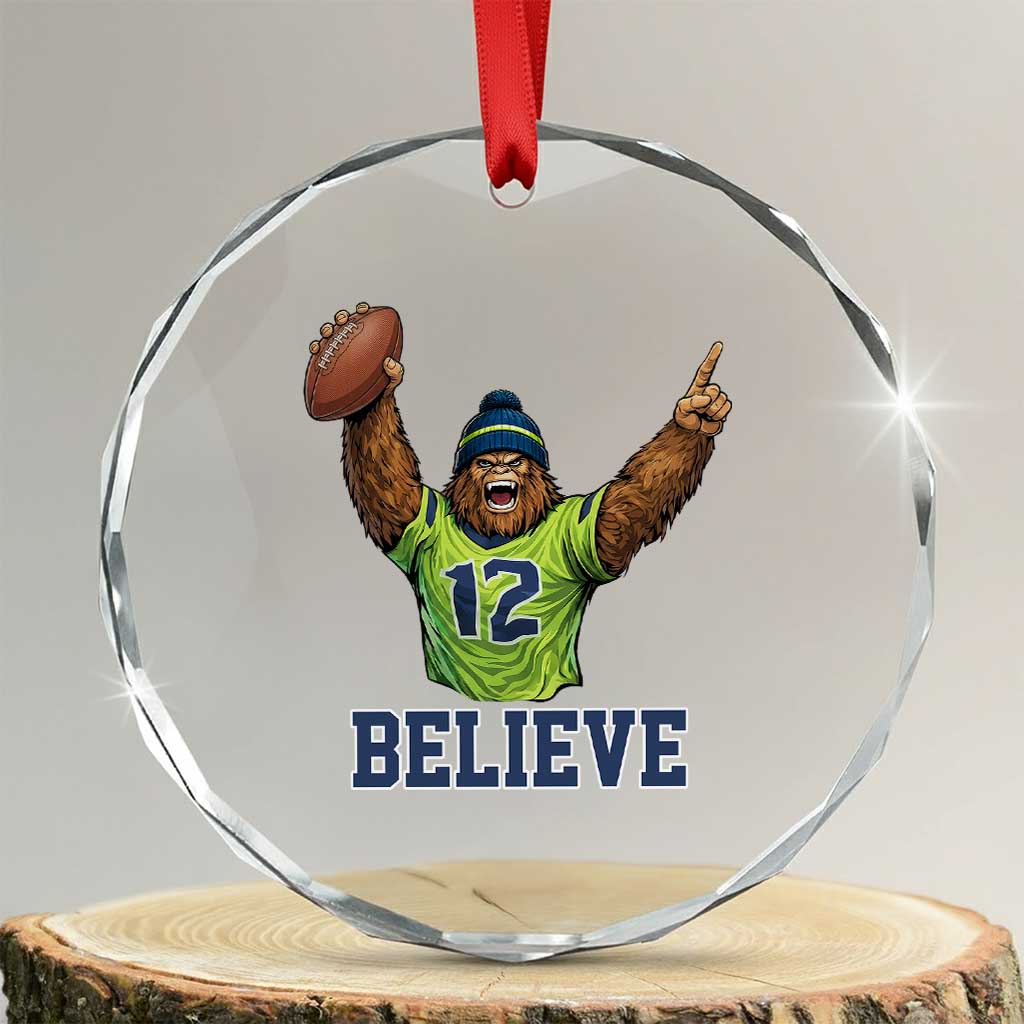 Funny Bigfoot Seattle Sports Fan Crystal Glass Ornament Pacific Northwest Football Graphic TS12 Transparent Glass 3'' Circle Print Your Wear