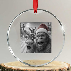 Funny Bigfoot Selfie Christmas Crystal Glass Ornament Santa Reindeer Sasquatch Xmas TS14 Transparent Glass 3'' Circle Print Your Wear