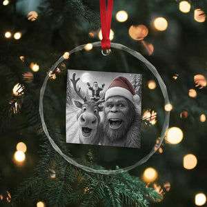 Funny Bigfoot Selfie Christmas Crystal Glass Ornament Santa Reindeer Sasquatch Xmas TS14 Print Your Wear