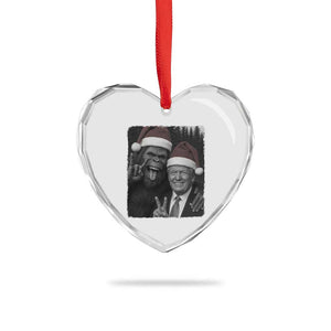 Funny Bigfoot Selfie Christmas Heart Crystal Glass Ornament Sasquatch Trump Meme TS14 Print Your Wear