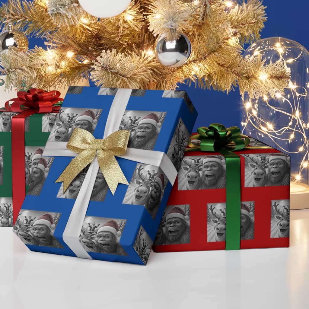 Funny Bigfoot Selfie Christmas Wrapping Paper Roll Santa Reindeer Sasquatch Xmas TS14 Print Your Wear
