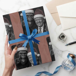 Funny Bigfoot Selfie Christmas Wrapping Paper Roll Sasquatch Trump Meme TS14 Mocha Print Your Wear