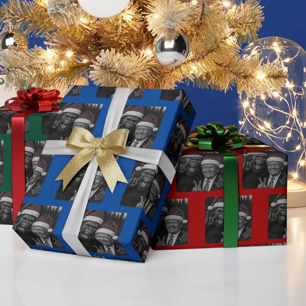 Funny Bigfoot Selfie Christmas Wrapping Paper Roll Sasquatch Trump Meme TS14 Print Your Wear