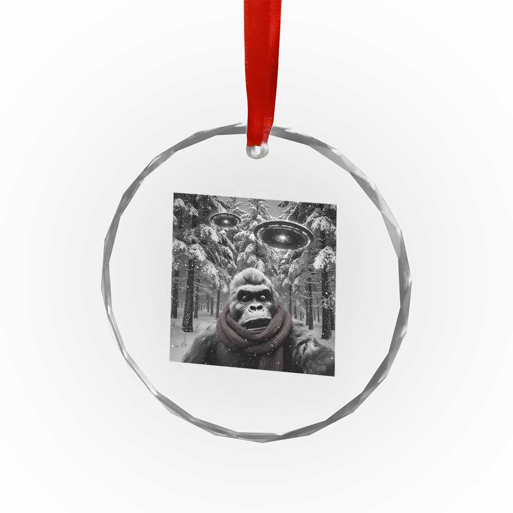 Funny Bigfoot Selfie Crystal Glass Ornament Sasquatch Alien UFO Christmas TS14 Print Your Wear