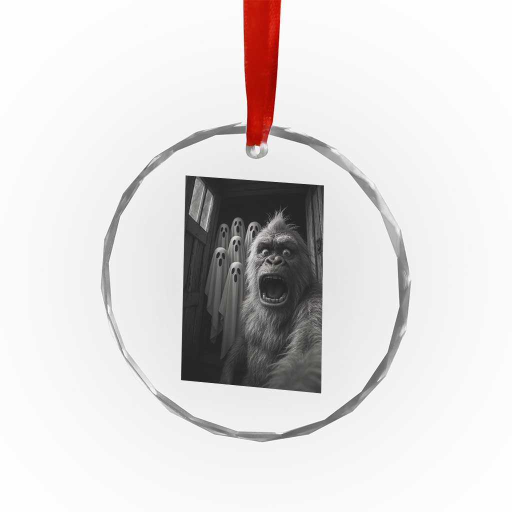 Funny Bigfoot Selfie Halloween Crystal Glass Ornament Sasquatch Ghost Haunted House TS14 Print Your Wear