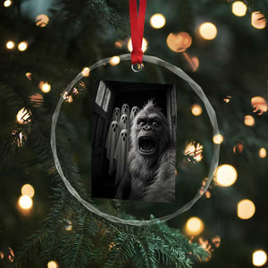 Funny Bigfoot Selfie Halloween Crystal Glass Ornament Sasquatch Ghost Haunted House TS14 Print Your Wear