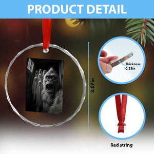 Funny Bigfoot Selfie Halloween Crystal Glass Ornament Sasquatch Ghost Haunted House TS14 Print Your Wear