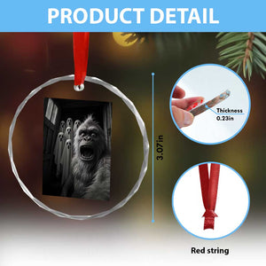 Funny Bigfoot Selfie Halloween Crystal Glass Ornament Sasquatch Ghost Haunted House TS14 Print Your Wear