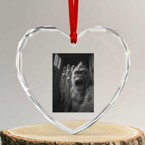Funny Bigfoot Selfie Halloween Heart Crystal Glass Ornament Sasquatch Ghost Haunted House TS14 Transparent Glass 3'' Heart Print Your Wear