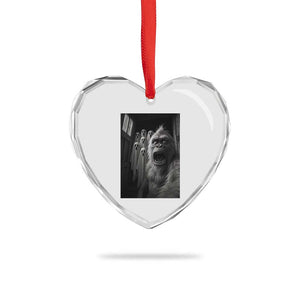 Funny Bigfoot Selfie Halloween Heart Crystal Glass Ornament Sasquatch Ghost Haunted House TS14 Print Your Wear