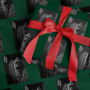 Funny Bigfoot Selfie Halloween Wrapping Paper Roll Sasquatch Ghost Haunted House TS14 Green Print Your Wear