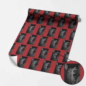Funny Bigfoot Selfie Halloween Wrapping Paper Roll Sasquatch Ghost Haunted House TS14 Red Print Your Wear