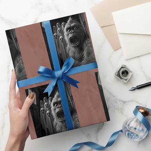 Funny Bigfoot Selfie Halloween Wrapping Paper Roll Sasquatch Ghost Haunted House TS14 Mocha Print Your Wear