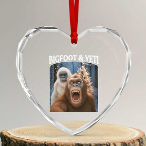 Funny Bigfoot Selfie Heart Crystal Glass Ornament Sasquatch Yeti Christmas TS14 Transparent Glass 3'' Heart Print Your Wear