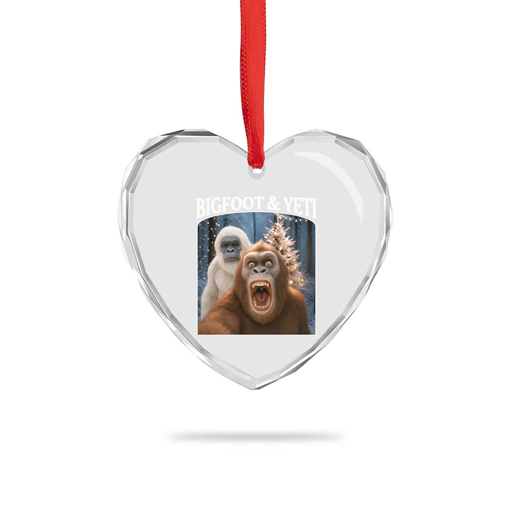 Funny Bigfoot Selfie Heart Crystal Glass Ornament Sasquatch Yeti Christmas TS14 Print Your Wear