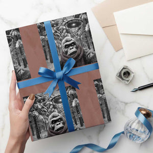 Funny Bigfoot Selfie Wrapping Paper Roll Sasquatch Alien UFO Christmas TS14 Mocha Print Your Wear