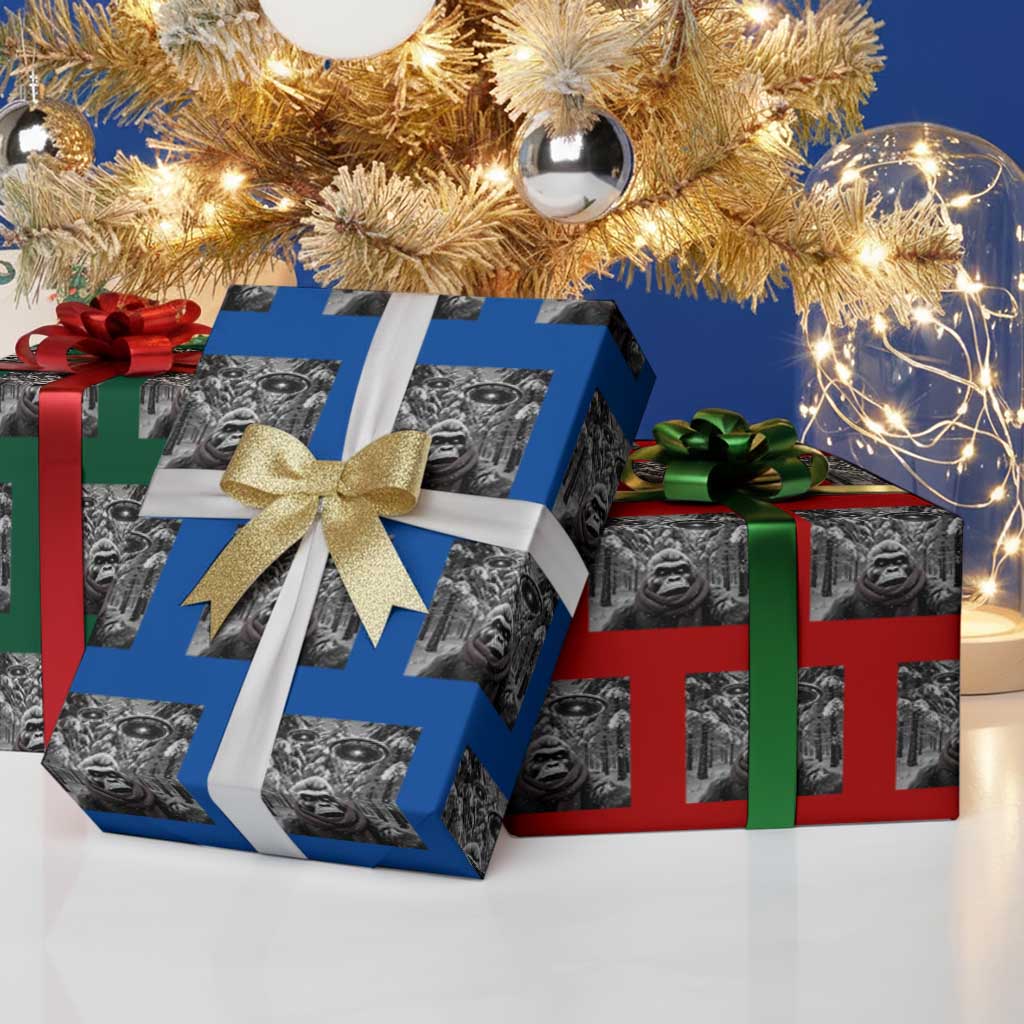 Funny Bigfoot Selfie Wrapping Paper Roll Sasquatch Alien UFO Christmas TS14 Print Your Wear