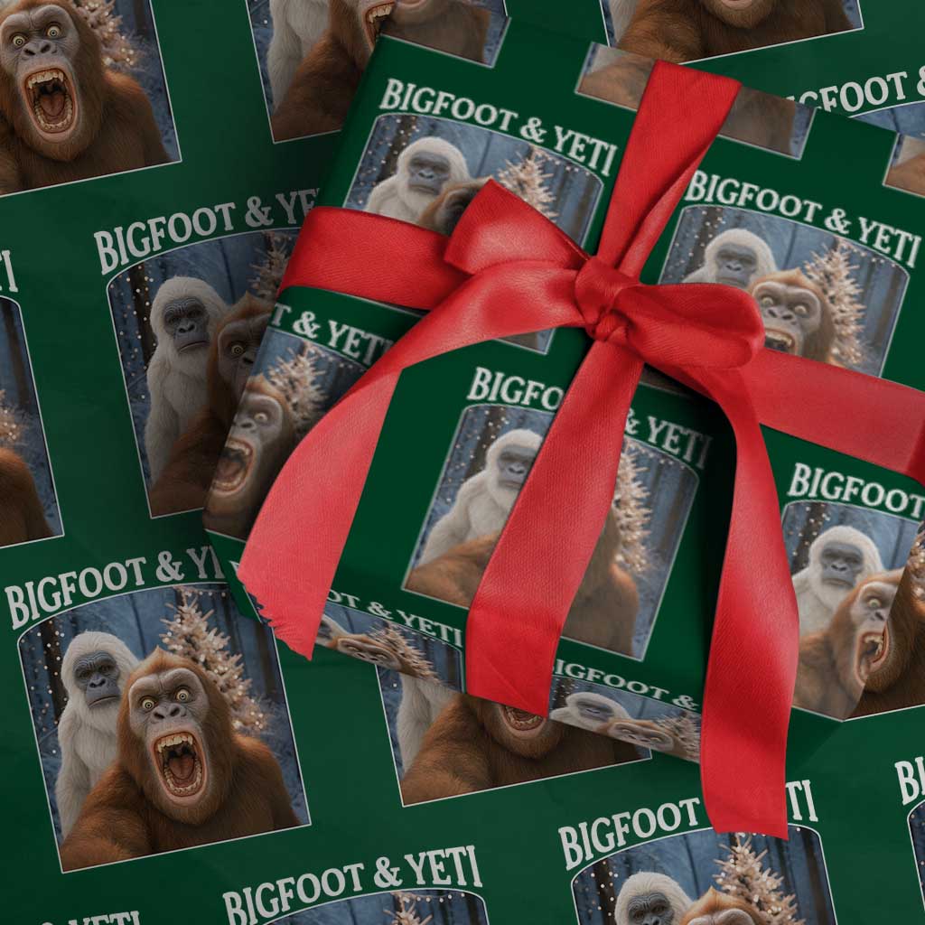 Funny Bigfoot Selfie Wrapping Paper Roll Sasquatch Yeti Christmas TS14 Green Print Your Wear