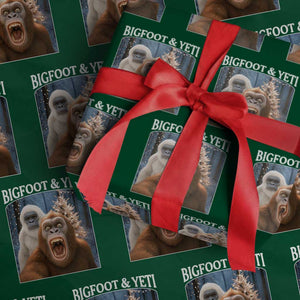 Funny Bigfoot Selfie Wrapping Paper Roll Sasquatch Yeti Christmas TS14 Green Print Your Wear