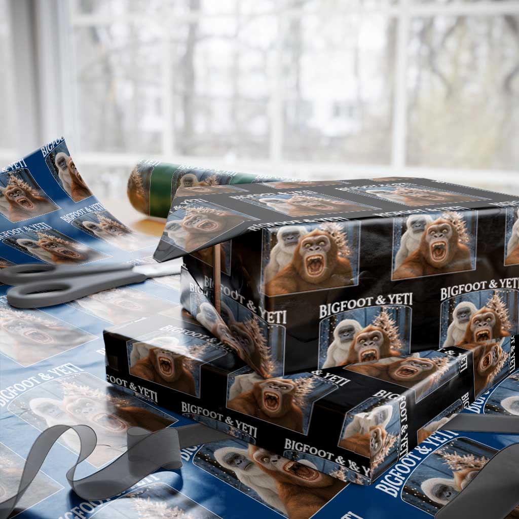 Funny Bigfoot Selfie Wrapping Paper Roll Sasquatch Yeti Christmas TS14 Black Print Your Wear
