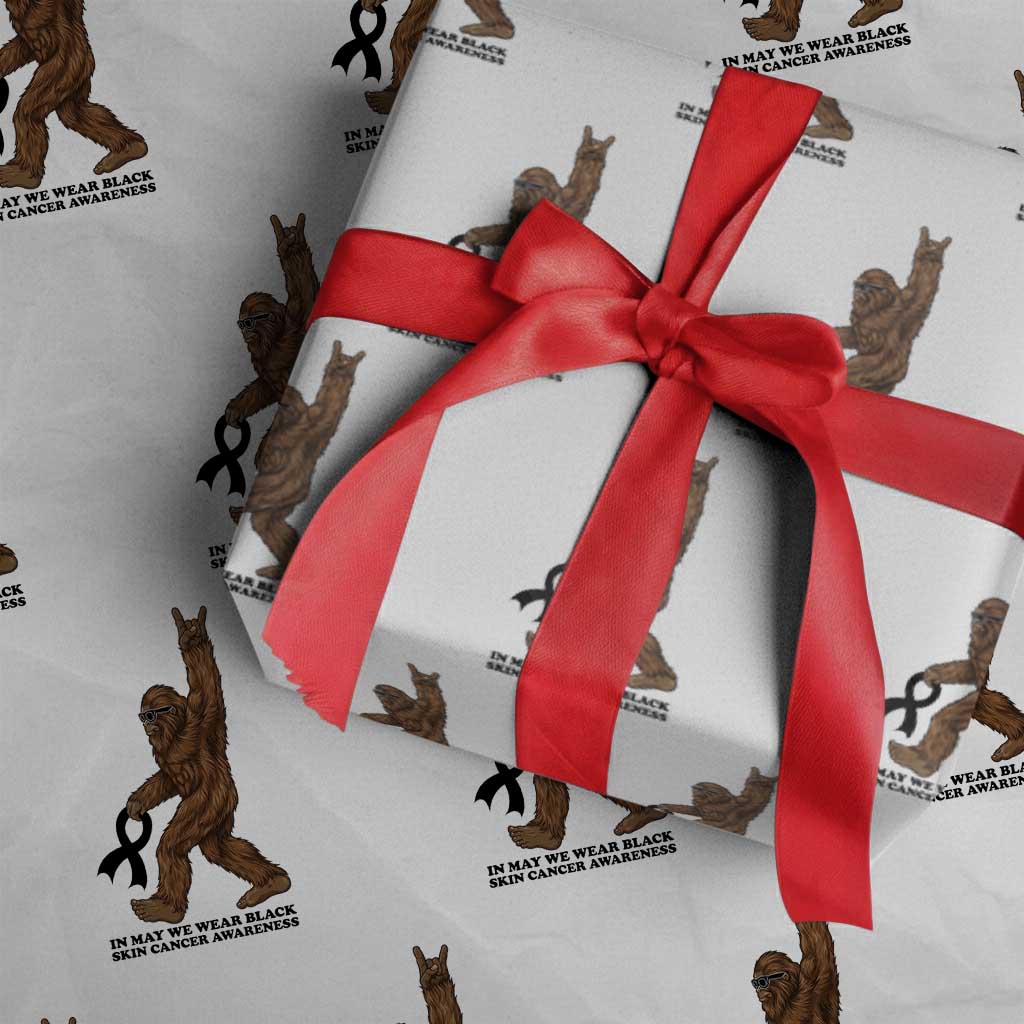 Funny Bigfoot Skin Cancer Support Wrapping Paper Roll In May We Wear Black TS12 White Print Your Wear