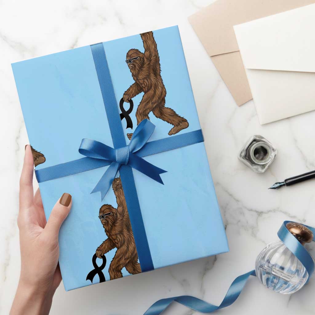 Funny Bigfoot Skin Cancer Support Wrapping Paper Roll In May We Wear Black TS12 Light Blue Print Your Wear