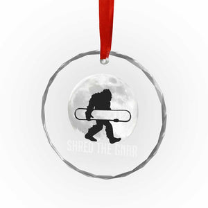 Funny Bigfoot Snowboarding Crystal Glass Ornament Shred The Gnar Moon Snowboard TS11 Print Your Wear