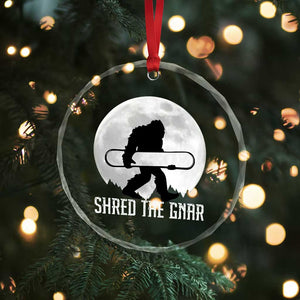 Funny Bigfoot Snowboarding Crystal Glass Ornament Shred The Gnar Moon Snowboard TS11 Print Your Wear