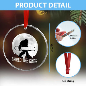 Funny Bigfoot Snowboarding Crystal Glass Ornament Shred The Gnar Moon Snowboard TS11 Print Your Wear